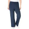 Woman Within Plus Size Petite Stretch-Cotton Knit Pull-On Wide-Leg Leggings(Navy)