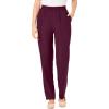 Woman Within Plus Size Petite Woven Pull-On Pants(Deep Claret)