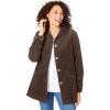 Woman Within Plus Size Pleat-Back Corduroy Jacket Long Oversized Barn Coat(Chocolate)