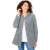 Woman Within Plus Size Pleat-Back Corduroy Jacket Long Oversized Barn Coat(Gunmetal)