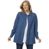 Woman Within Plus Size Pleat-Back Denim Jacket Long Oversized Jean Coat(Medium Stonewash)