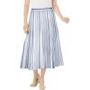Woman Within Plus Size Print Linen-Blend Midi Skirt (Petite Available)(Deep Cobalt Stripe)