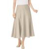Woman Within Plus Size Print Linen-Blend Midi Skirt (Petite Available)(Natural Khaki)