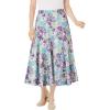 Woman Within Plus Size Print Linen-Blend Midi Skirt (Petite Available)(Pretty Violet Floral)