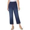 Woman Within Plus Size Pull-On Elastic-Waist Stretch Denim Capri Jeans(Indigo Sanded)