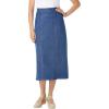 Woman Within Plus Size Pull-On Elastic-Waist Stretch Denim Skirt(Medium Stonewash)