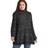 Woman Within Plus Size Pullover Shaker Swing(Black White Marled)