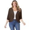 Woman Within Plus Size Rib Trim Cardigan Shrug(Chocolate)