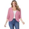 Woman Within Plus Size Rib Trim Cardigan Shrug(Delicate Pink)
