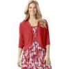 Woman Within Plus Size Rib Trim Cardigan Shrug(Sweet Coral)