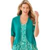 Woman Within Plus Size Rib Trim Cardigan Shrug(Waterfall)