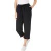 Woman Within Plus Size Seersucker Pull-On Elastic-Waist Capri Pants(Black)