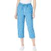 Woman Within Plus Size Seersucker Pull-On Elastic-Waist Capri Pants(Bright Cobalt Gingham)
