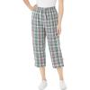 Woman Within Plus Size Seersucker Pull-On Elastic-Waist Capri Pants(Pine Plaid)