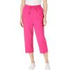 Woman Within Plus Size Seersucker Pull-On Elastic-Waist Capri Pants(Raspberry Sorbet)