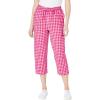 Woman Within Plus Size Seersucker Pull-On Elastic-Waist Capri Pants(Raspberry Sorbet Gingham)