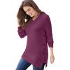 Woman Within Plus Size Side Button V-Neck Waffle Knit Sweater(Deep Claret)