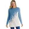 Woman Within Plus Size Snowflake Jacquard Pullover Sweater(Atlantic Blue Snowflake Embroidery)