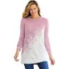 Woman Within Plus Size Snowflake Jacquard Pullover Sweater(Dusty Pink Snowflake Embroidery)