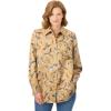 Woman Within Plus Size Soft Faux Suede Shirt(Honey Glaze Feathers)