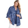 Woman Within Plus Size Soft Faux Suede Shirt(Light Indigo Sketched Folk)