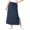 Woman Within Plus Size Sport Knit Side-Slit Skirt(Navy)