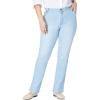 Woman Within Plus Size Straight-Leg Stretch Denim Five-Pocket Jeans(Light Wash Sanded)