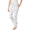 Woman Within Plus Size Straight-Leg Stretch Denim Five-Pocket Jeans(White Flowers)