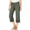 Woman Within Plus Size Stretch Denim Five-Pocket Capri Jeans(Olive Green)