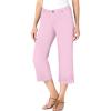 Woman Within Plus Size Stretch Denim Five-Pocket Capri Jeans(Pink)