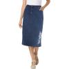 Woman Within Plus Size Stretch Denim Five-Pocket Jeans Skirt(Stonewash Floral)