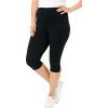 Woman Within Plus Size Stretch-Cotton Knit Pull-On Capri Leggings(Black)