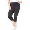 Woman Within Plus Size Stretch-Cotton Knit Pull-On Capri Leggings(Heather Charcoal)