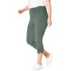 Woman Within Plus Size Stretch-Cotton Knit Pull-On Capri Leggings(Pine)