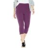 Woman Within Plus Size Stretch-Cotton Knit Pull-On Capri Leggings(Plum Purple)