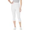 Woman Within Plus Size Stretch-Cotton Knit Pull-On Capri Leggings(White)