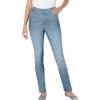 Woman Within Plus Size Stretch-Denim Slim-Leg Five-Pocket Jeans(Light Wash Sanded)