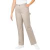 Woman Within Plus Size Tall Back-Elastic All-Cotton Denim Carpenter Jeans(Natural Khaki)