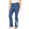 Woman Within Plus Size Tall Stretch Denim Five-Pocket Bootcut Jeans – 34 T, Medium Stonewash Floral Embroidery