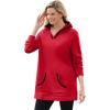 Woman Within Plus Size V-Neck Hoodie Sweatshirt(Classic Red)