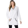Woman Within Plus Size V-Neck Hoodie Sweatshirt(White)