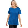 Woman Within Plus Size Waffle Thermal Satin Trim Tee(Bright Cobalt)