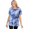 Woman Within Plus Size Waffle Thermal Satin Trim Tee(Navy Tie Dye)