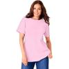Woman Within Plus Size Waffle Thermal Satin Trim Tee(Pink)