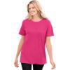 Woman Within Plus Size Waffle Thermal Satin Trim Tee(Raspberry Sorbet)