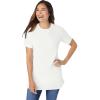 Woman Within Plus Size Waffle Thermal Satin Trim Tee(White)