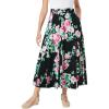 Woman Within Plus Size Wide Elastic Waist Skirt(Black Bloom)