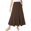 Woman Within Plus Size Wide Elastic Waist Skirt(Chocolate)