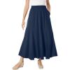 Woman Within Plus Size Wide Elastic Waist Skirt(Navy)