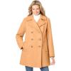 Woman Within Plus Size Wool-Blend Double-Breasted Peacoat(Classic Camel)